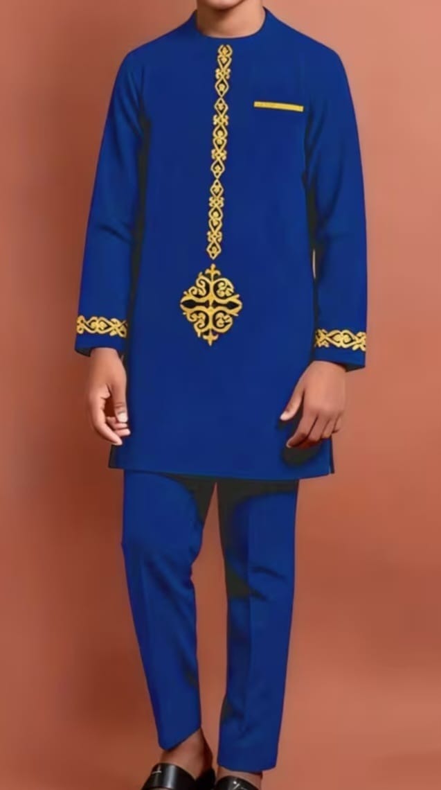 Flower boy royal blue top& down embroidered